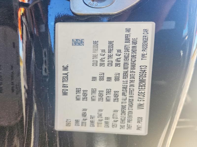 2021 TESLA MODEL 3 13
