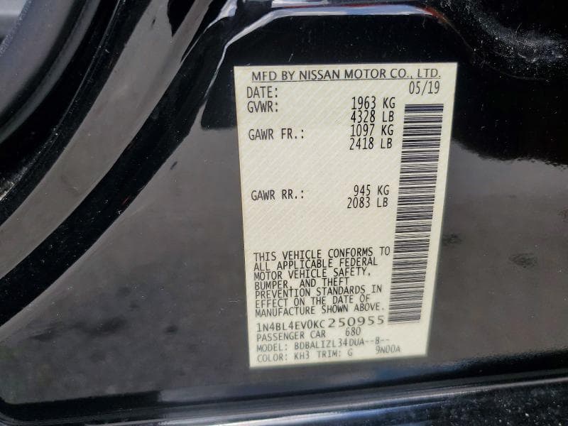2019 NISSAN ALTIMA SL 12