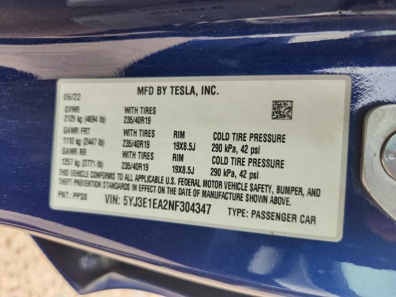2022 TESLA MODEL 3 12