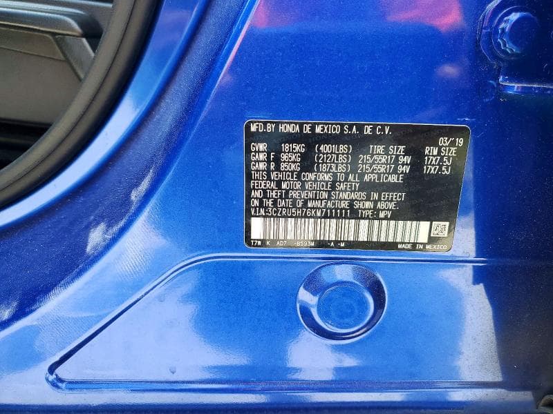 2019 HONDA HR-V EXL 13