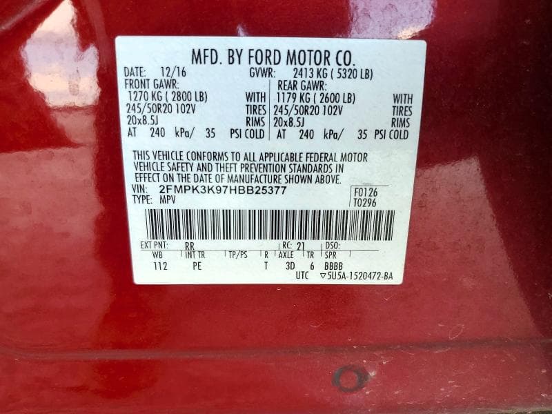 2017 FORD EDGE TITANIUM 12