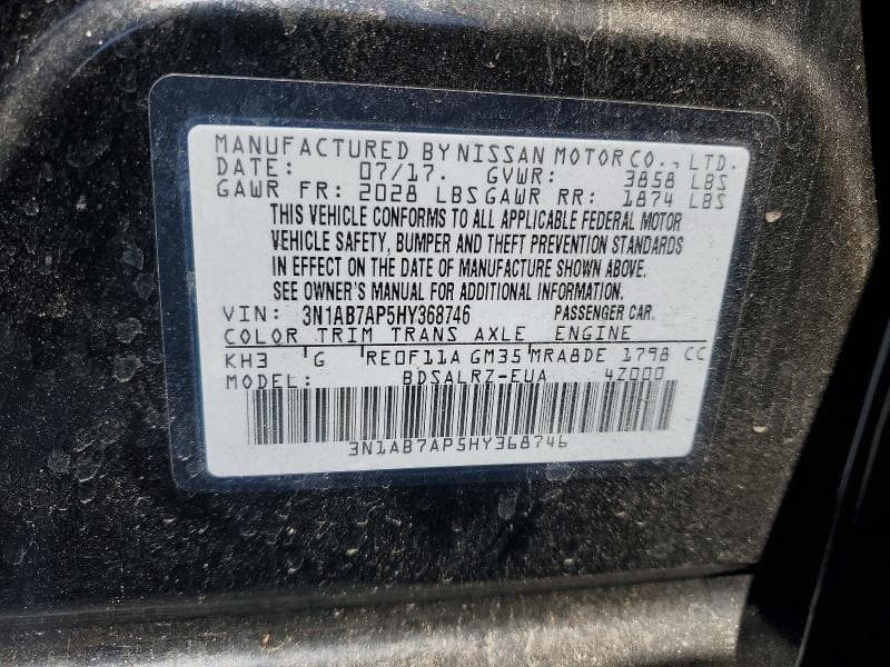 2017 NISSAN SENTRA SR 12