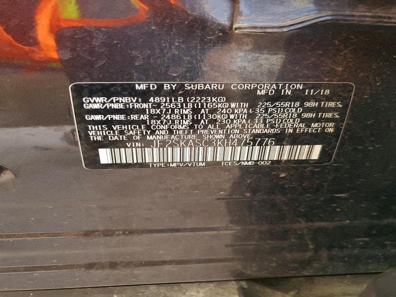 2019 SUBARU FORESTER LIMITED 13