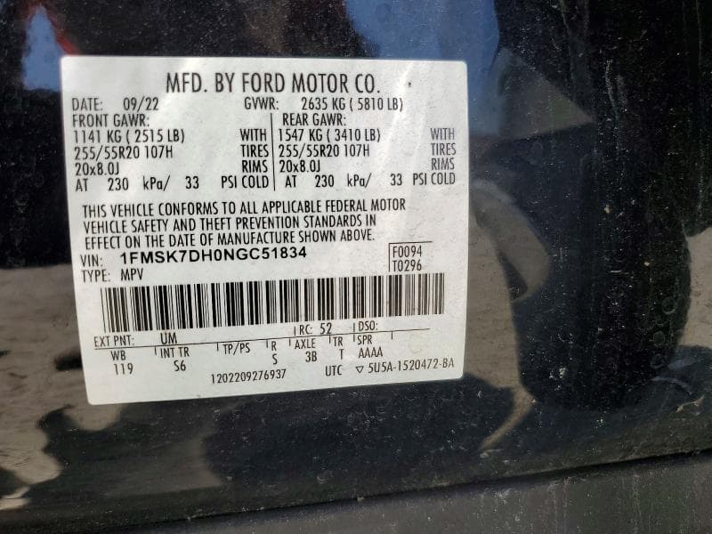 2022 FORD EXPLORER XLT 14