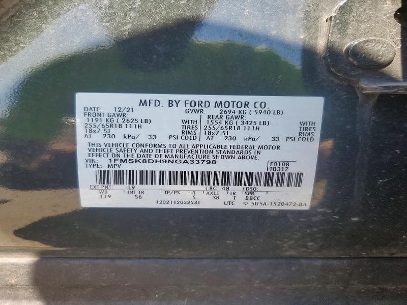 2022 FORD EXPLORER XLT 13
