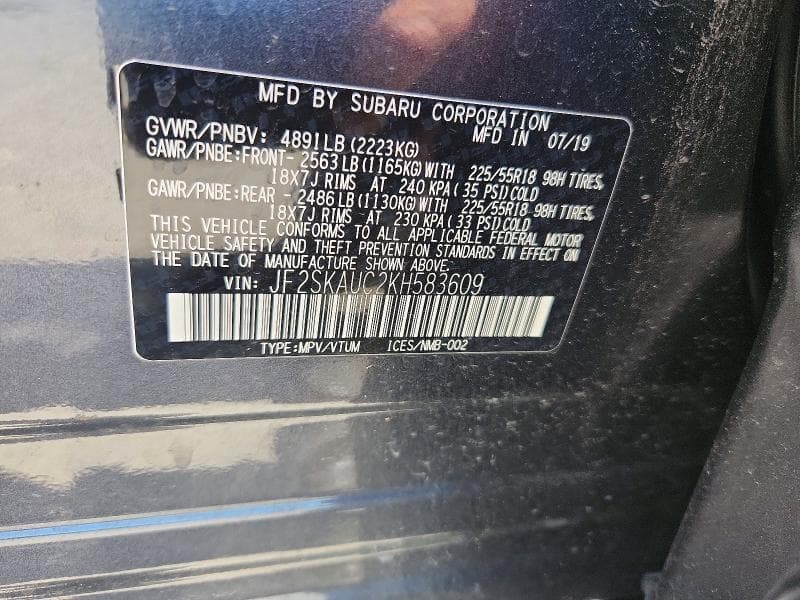 2019 SUBARU FORESTER LIMITED 13