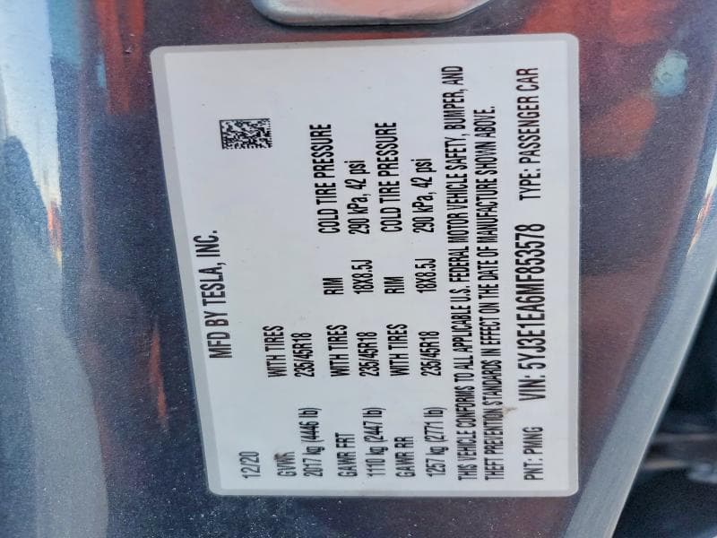 2021 TESLA MODEL 3 12