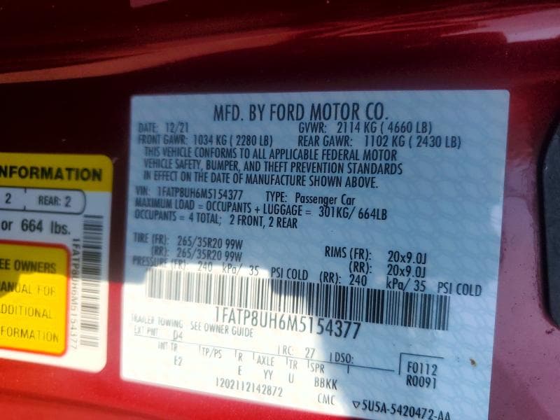 2021 FORD MUSTANG 12