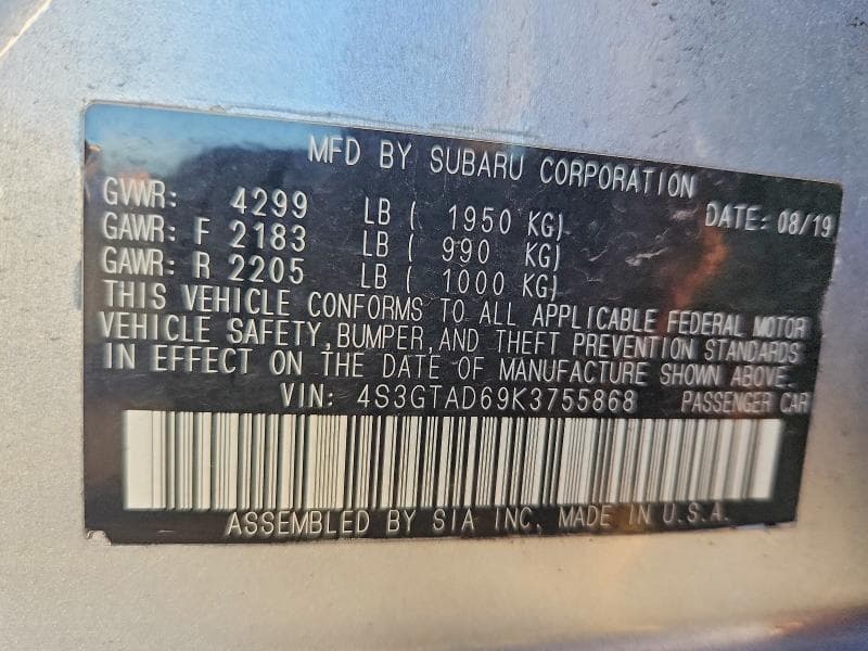 2019 SUBARU IMPREZA PREMIUM 12
