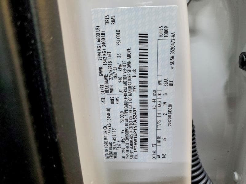 2022 FORD F150 SUPERCREW 12