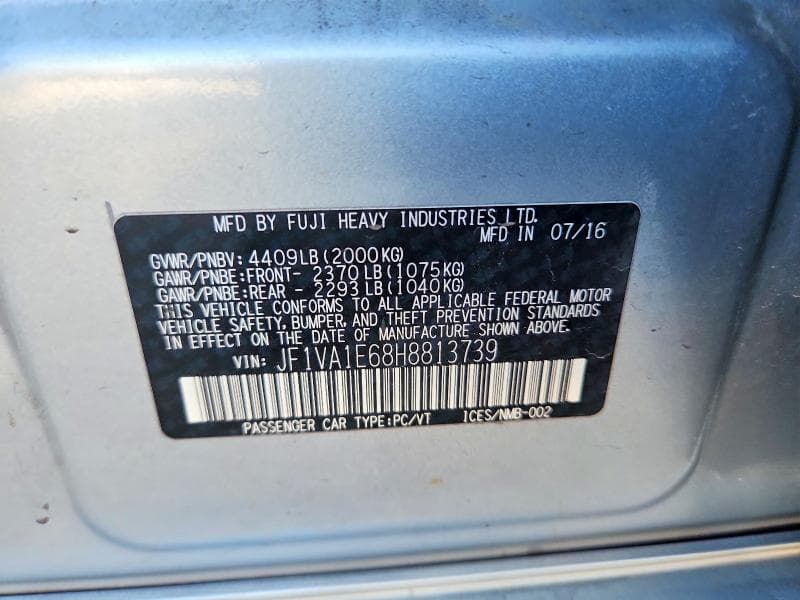 2017 SUBARU WRX PREMIUM 12