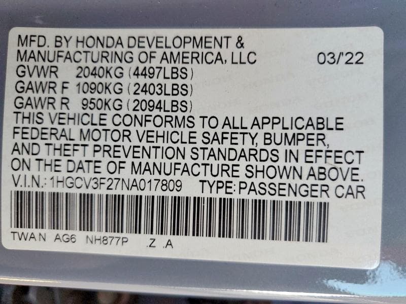 2022 HONDA ACCORD HYBRID SPORT 12