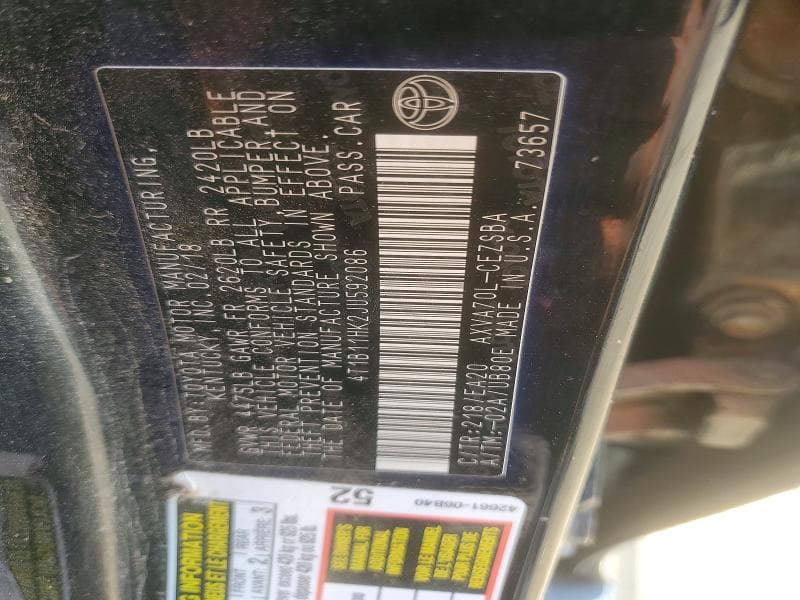 2018 TOYOTA CAMRY SE 12