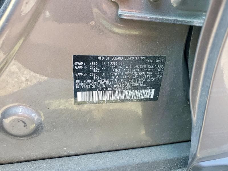2021 SUBARU OUTBACK LIMITED 13