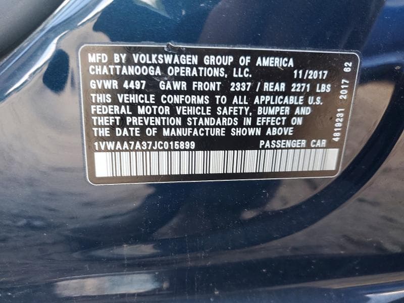 2018 VOLKSWAGEN PASSAT S 12