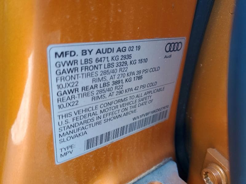 2019 AUDI Q8 PRESTIGE S-LINE 13