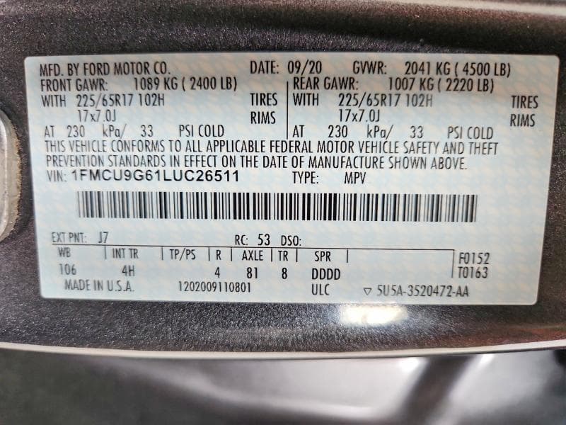 2020 FORD ESCAPE SE 12