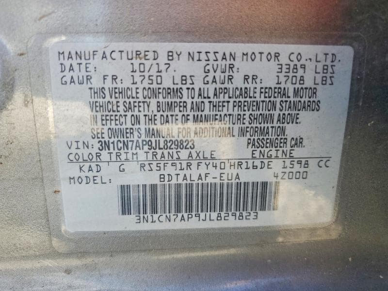 2018 NISSAN VERSA S 12