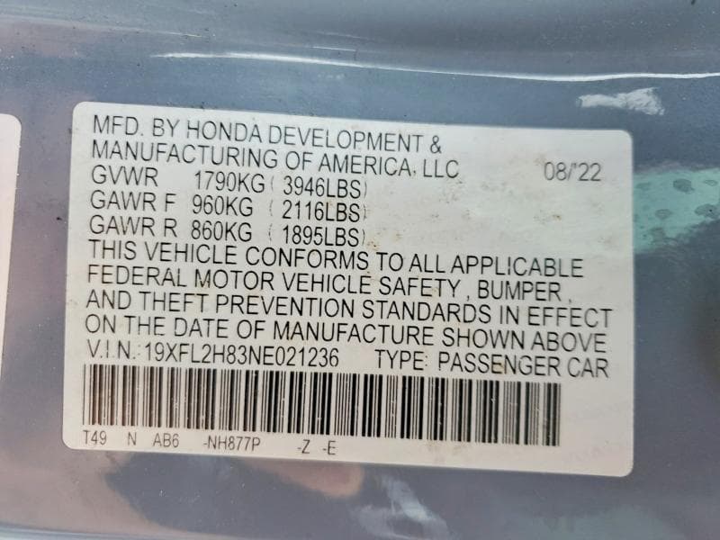 2022 HONDA CIVIC SPORT 12