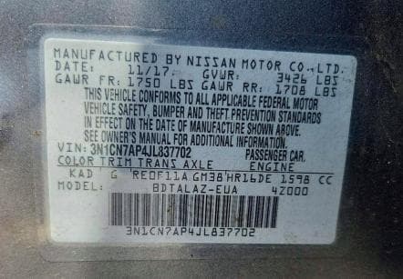 2018 NISSAN VERSA S PLUS 12