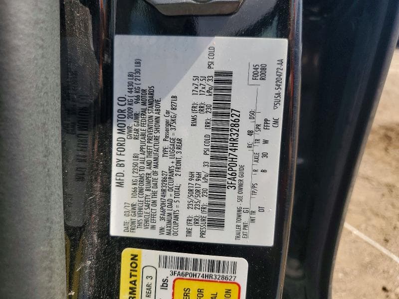 2017 FORD FUSION SE 12
