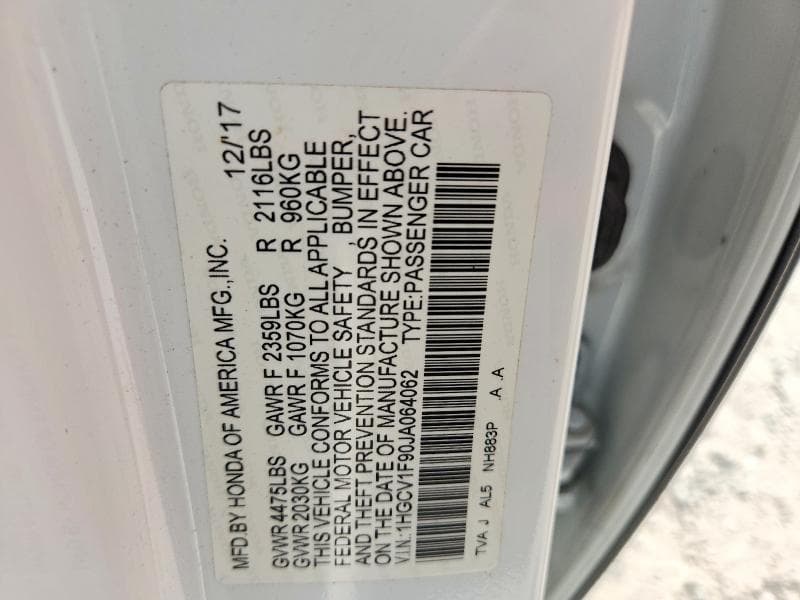 2018 HONDA ACCORD TOURING 12