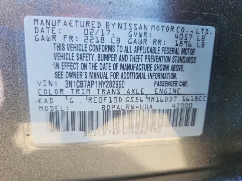 2017 NISSAN SENTRA SR TURBO 12