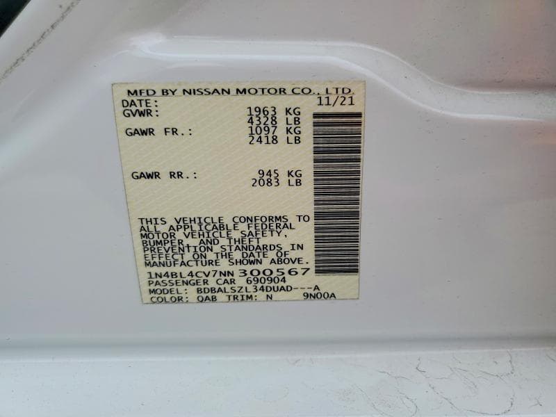 2022 NISSAN ALTIMA SR 12