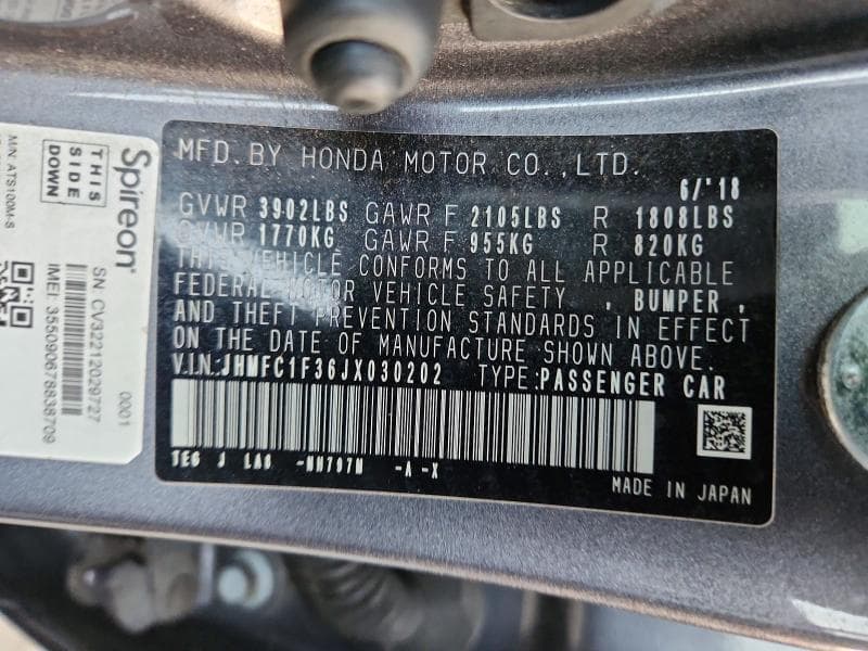 2018 HONDA CIVIC EX 13