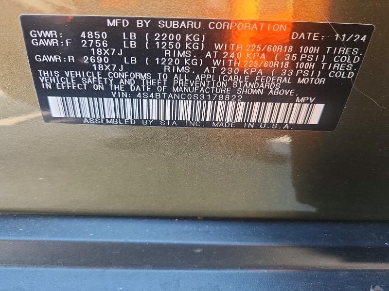 2025 SUBARU OUTBACK LIMITED 13