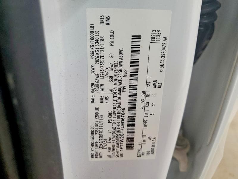 2020 FORD F250 SUPER DUTY 12