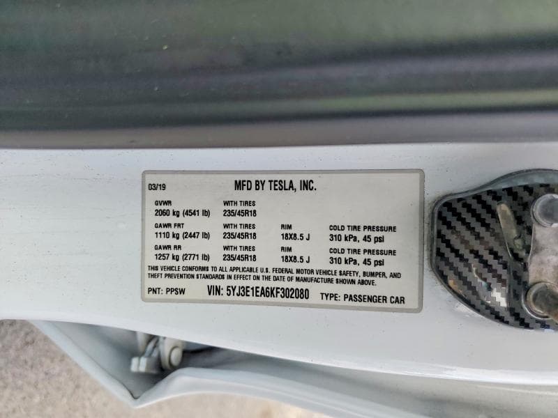 2019 TESLA MODEL 3 12