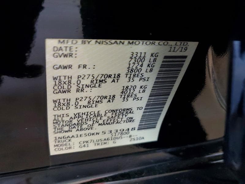 2019 NISSAN TITAN PRO-4X 12