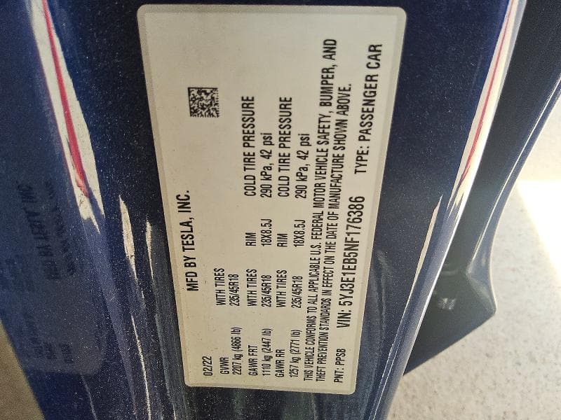 2022 TESLA MODEL 3 12