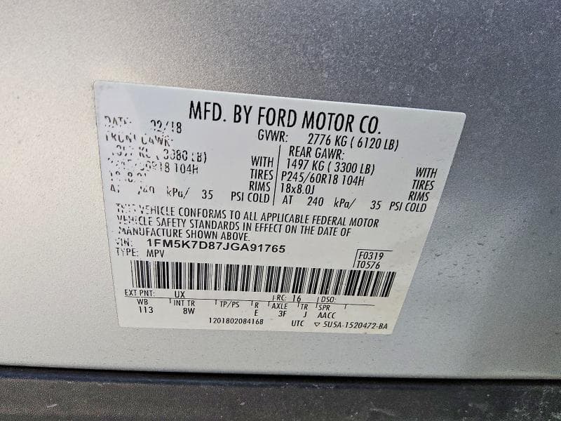 2018 FORD EXPLORER XLT 12