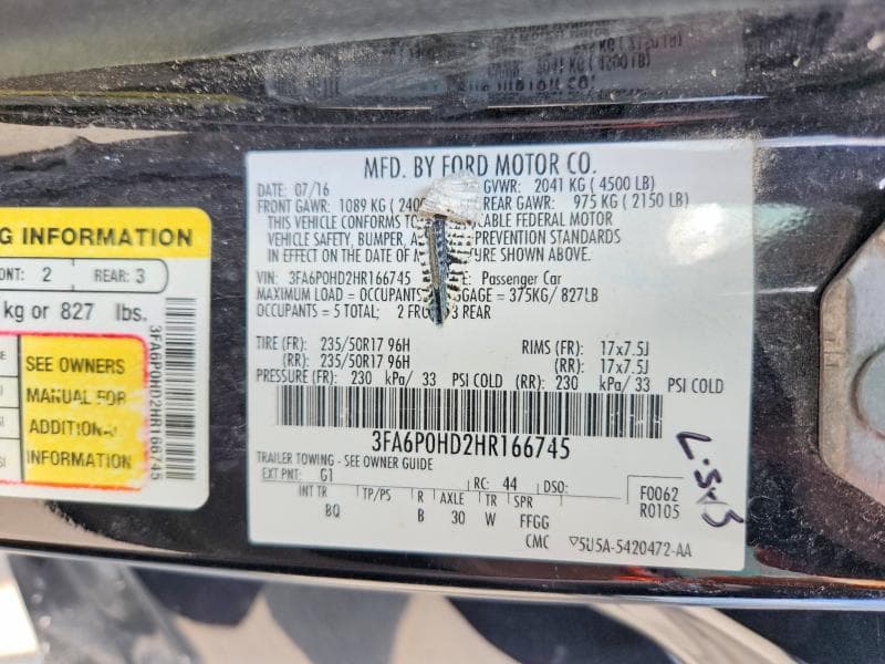 2017 FORD FUSION SE 12