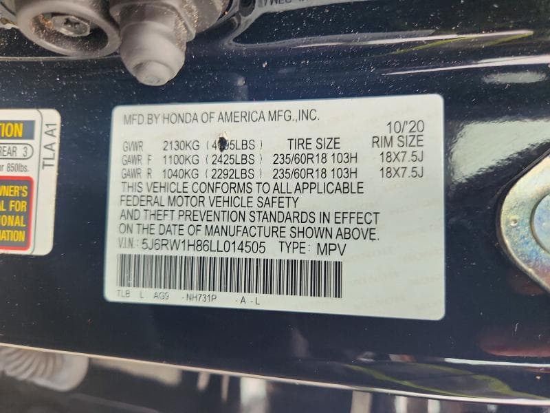 2020 HONDA CR-V EXL 13