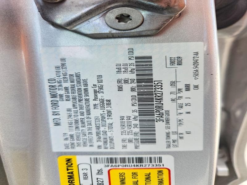 2019 FORD FUSION TITANIUM 12