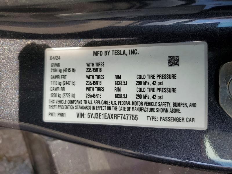 2024 TESLA MODEL 3 12