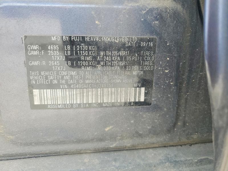 2017 SUBARU OUTBACK 2.5I PREMIUM 13