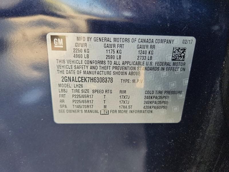 2017 CHEVROLET EQUINOX LT 12