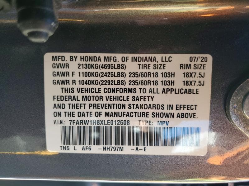 2020 HONDA CR-V EXL 13