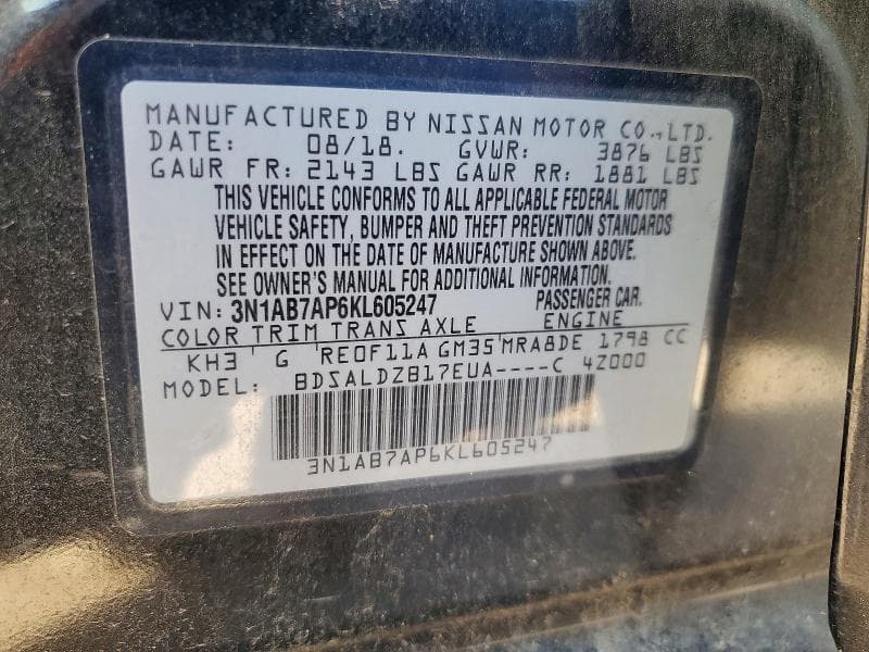 2019 NISSAN SENTRA SV 12