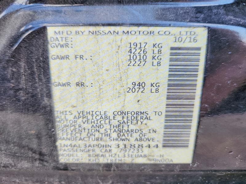 2017 NISSAN ALTIMA 2.5 SR 12