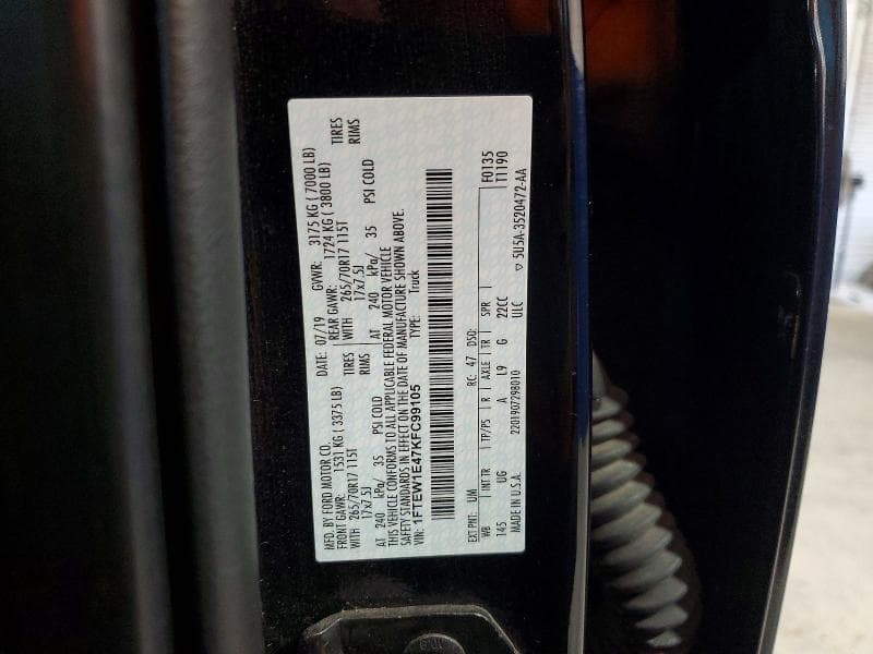 2019 FORD F150 SUPERCREW 12