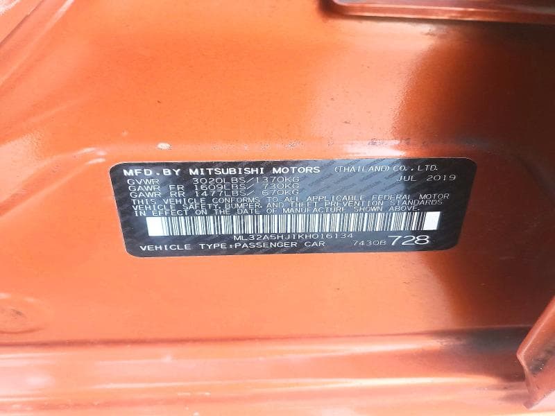 2019 MITSUBISHI MIRAGE LE 12