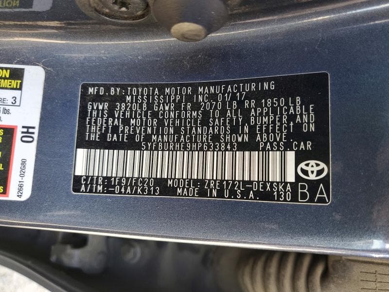 2017 TOYOTA COROLLA SE 13