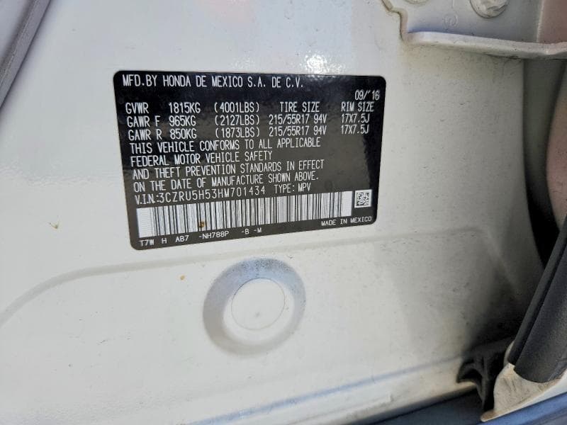 2017 HONDA HR-V EX 13