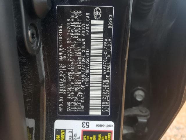 2018 TOYOTA CAMRY XSE 13