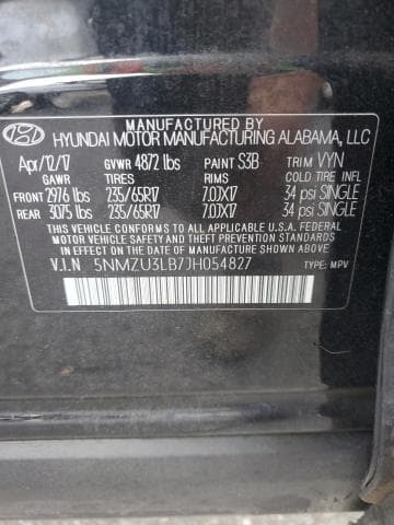 2018 HYUNDAI SANTA FE SPORT 2.4L 12